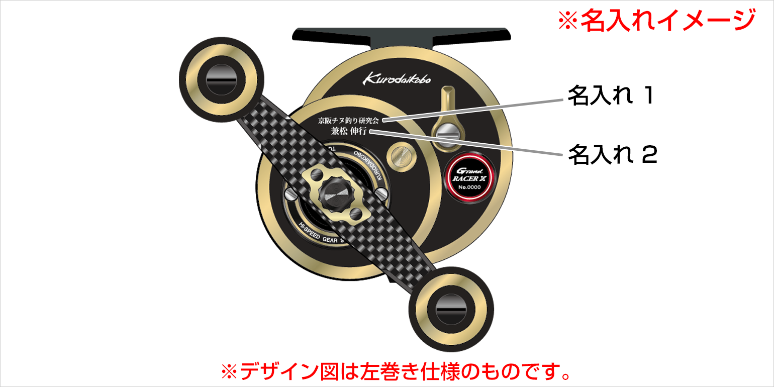 本体サイド部分の彫刻（名入れ）イメージ