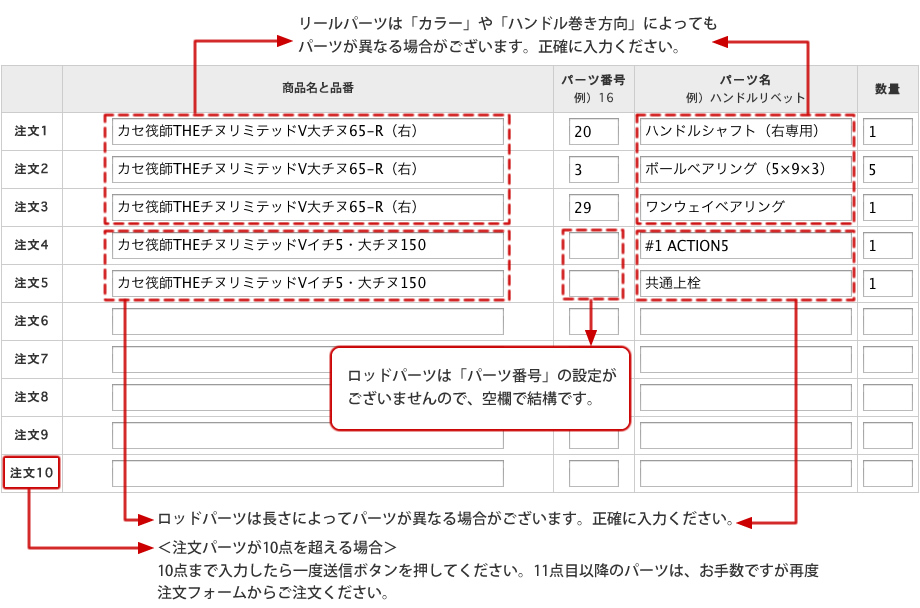 ご注文入力例