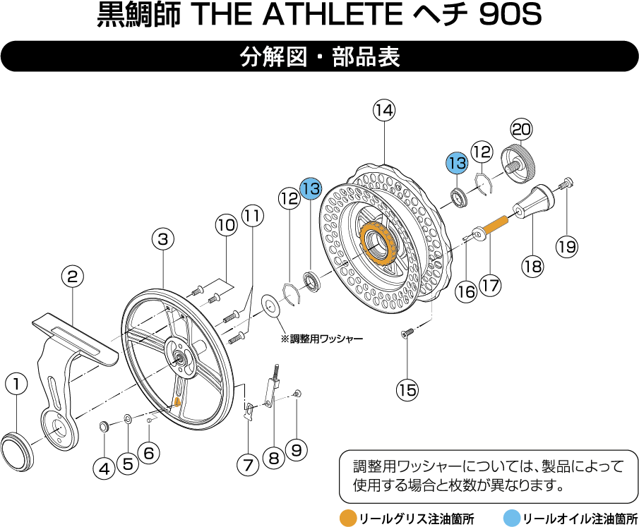 THE アスリート ヘチ 90S パーツ分解図