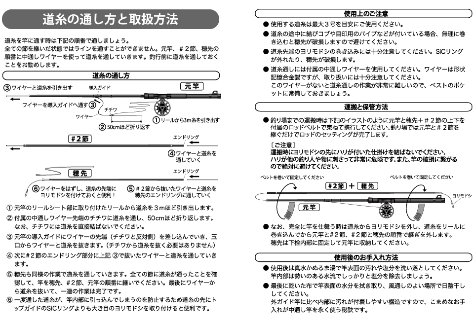 道糸の通し方と取扱方法